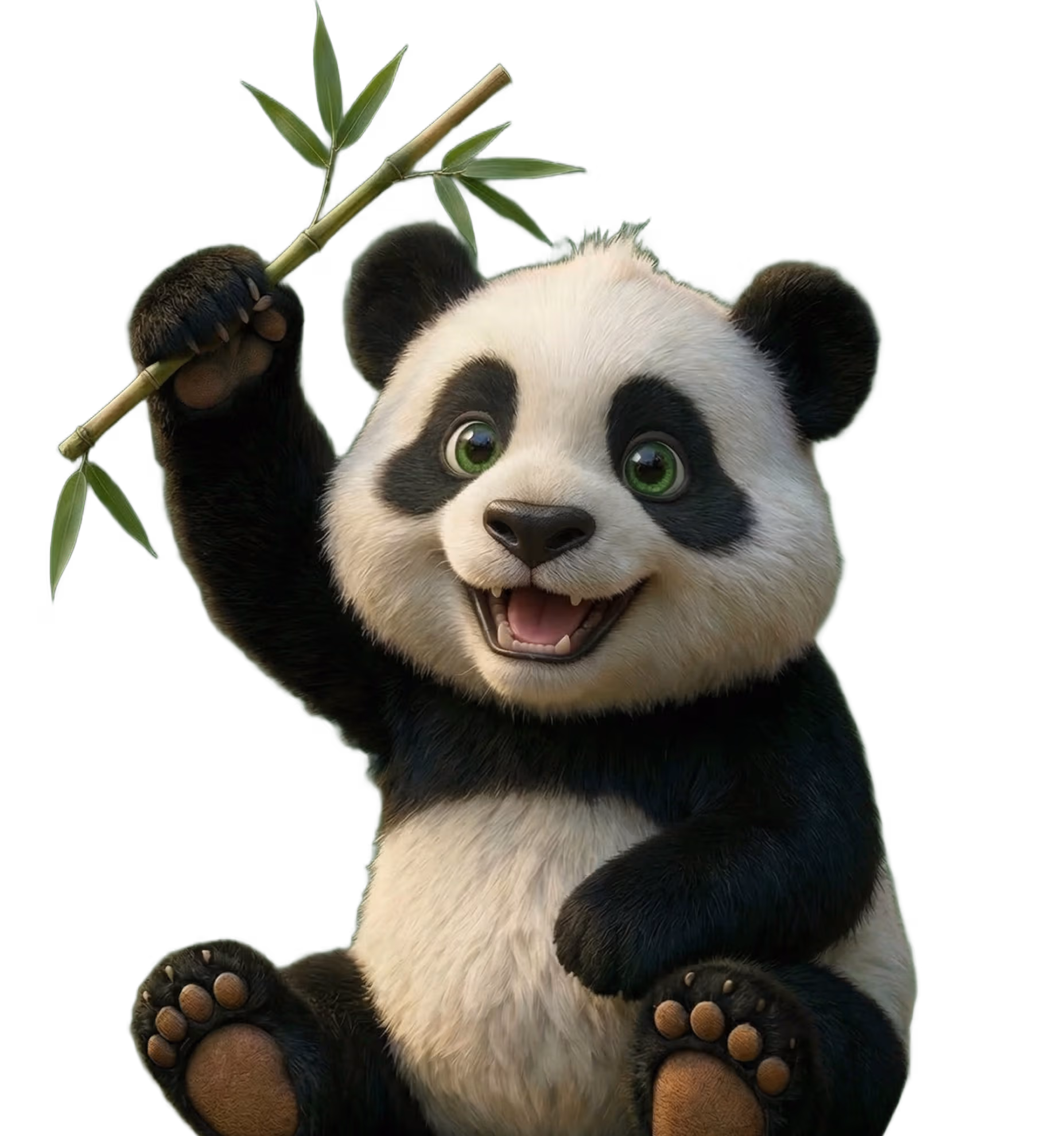 Panda George chewing on bamboo stalk